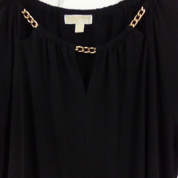 Michael Kors Black Blouse with Gold Accent - Picture 3 of 10